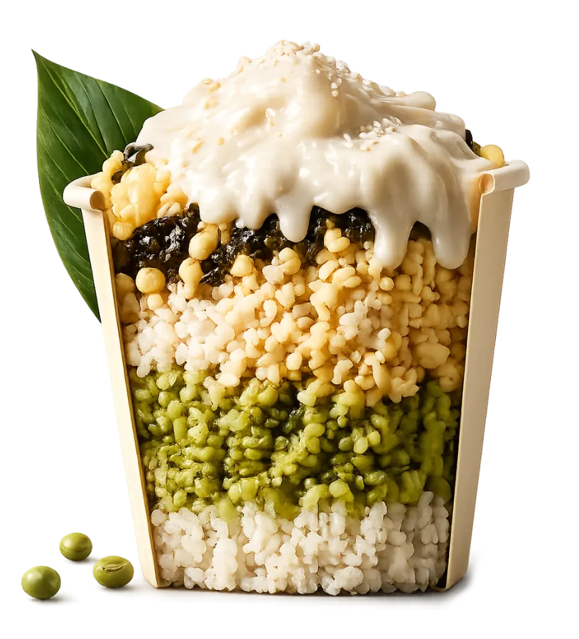 Pandan xôi – Vietnamese sticky rice dessert with coconut